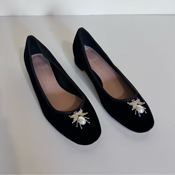 ZARA Black Velvet Insect Brooch Flats 39 - Picture 4 of 8